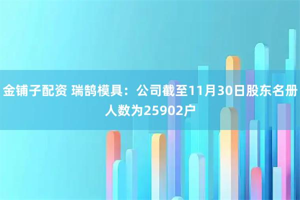 金铺子配资 瑞鹄模具：公司截至11月30日股东名册人数为25902户