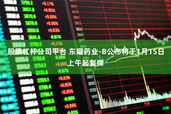 股票杠杆公司平台 东曜药业-B公布将于1月15日上午起复牌